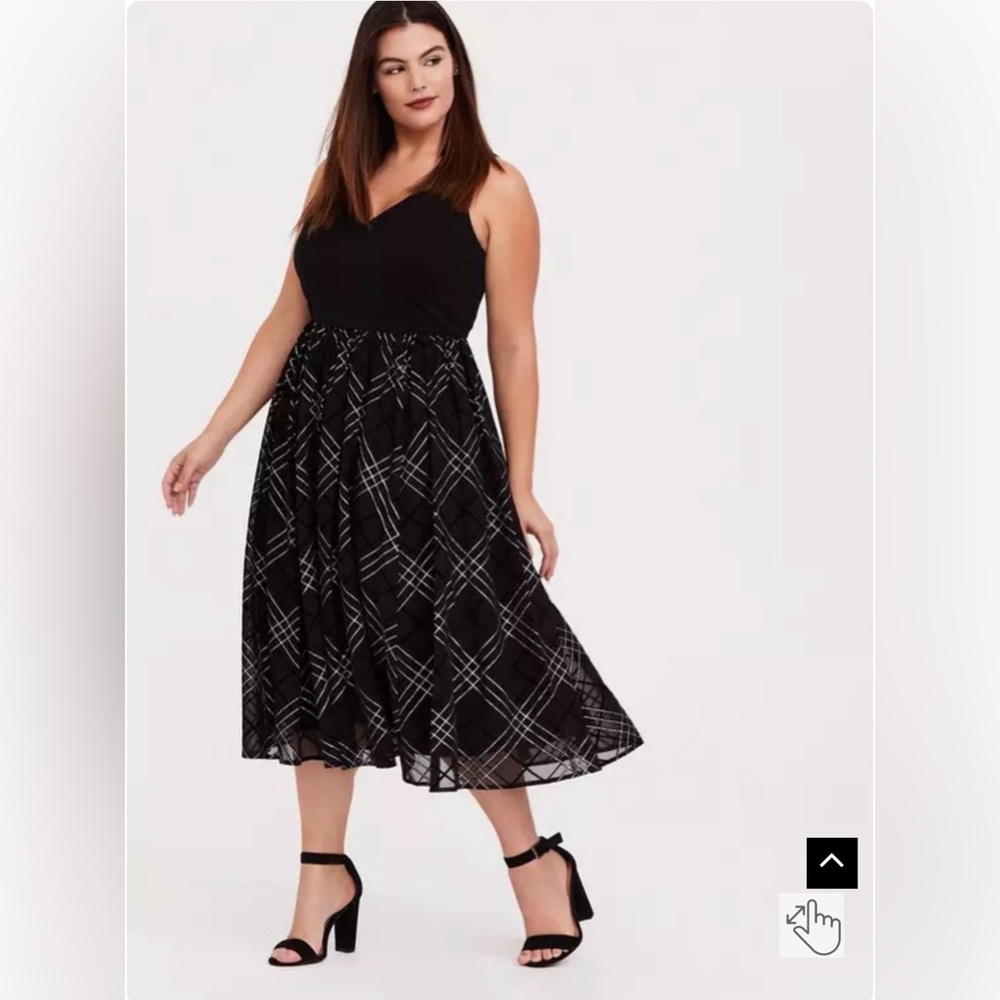 Torrid Black Ponte and Mesh Midi Dress
